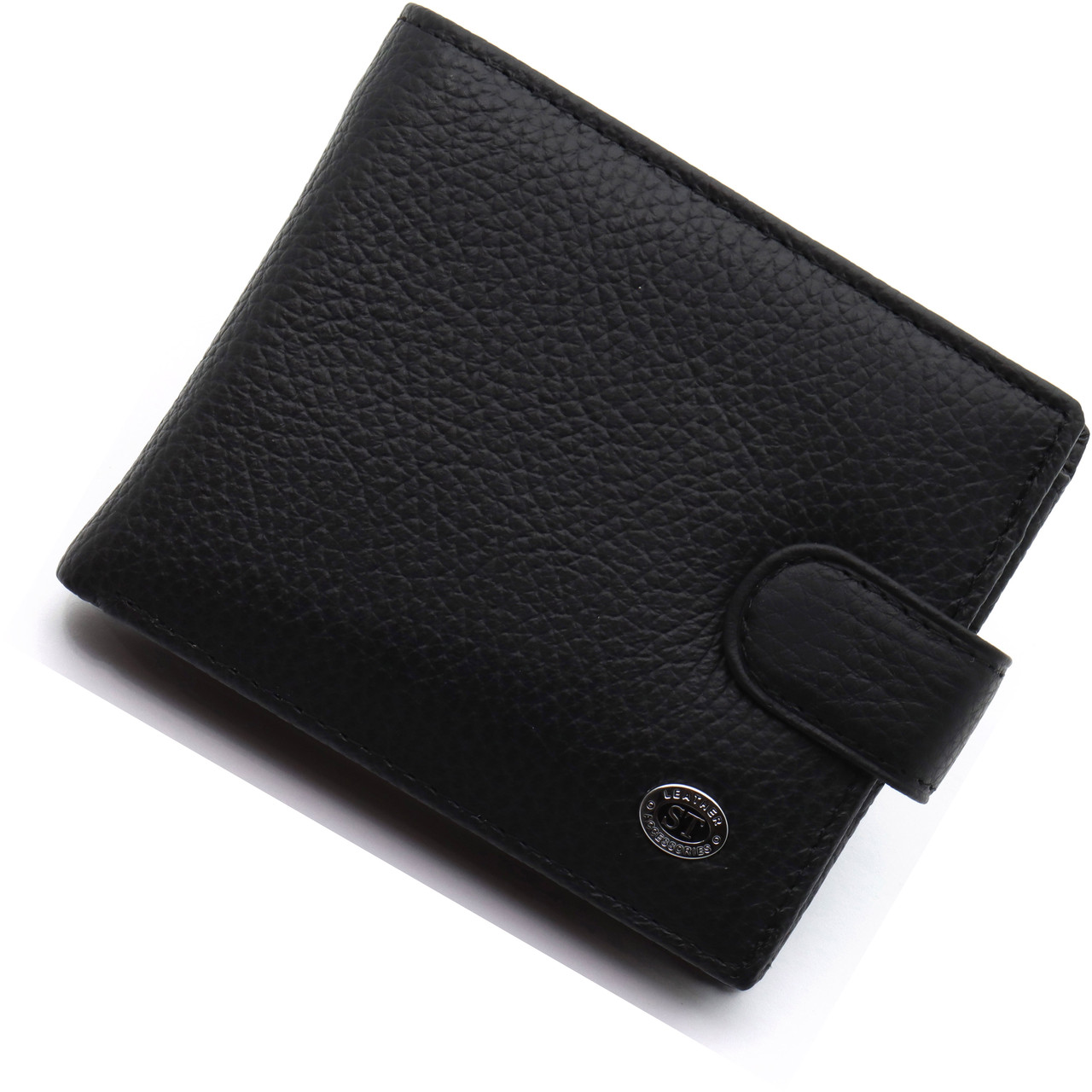 Класичне чоловіче портмоне з натуральної шкіри ST Leather ST102 Чорне