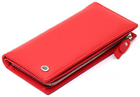 Червоний гаманець-клатч з натуральної шкіри з блоком для карток ST Leather ST1431