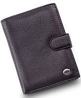 Чорне вертикальне портмоне з натуральної шкіри з блоком для документів ST Leather ST101