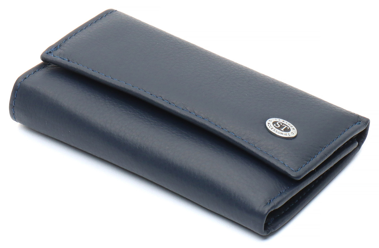 Темно-синя ключниця з натуральної шкіри з відділенням для грошей ST Leather ST002, фото 1