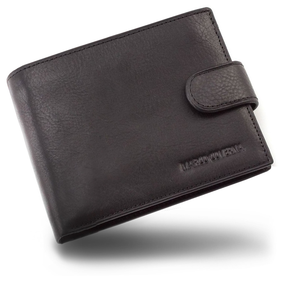 Чорне шкіряне портмоне з затискачем для грошей Marco Coverna MC-2006H-1
