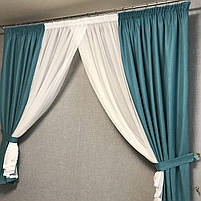 Красиві шифонові гардини для кухні, спальні, залу 400x170 cm Бірюза (KU-PK-100), фото 5