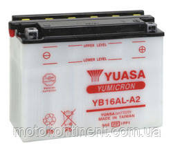 Акумулятор для мотоцикла сухозаряженный YUASA YB16AL-A2 16Ah 210A 134X80X160, фото 1