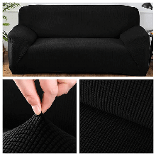 Чохол на 4х місний диван жакардовий накидка трикотаж Homytex Чорний