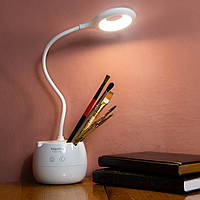Настольная лампа LED ночник с аккумулятором и ячейкой для ручек NK-200 Белая