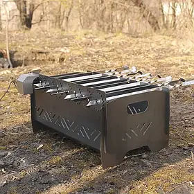 Мангал із вбудованою шашличницею та мотором з індивідуальним гравіюванням на 8 шампурів 3 мм для пікніка