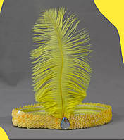Желтая повязка на голову с пером в стиле "Чикаго" - "Кабаре". Повязка-перо. Жёлтый цвет.