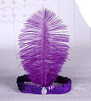 Фиолетовая Сиреневая повязка на голову с пером в стиле "Чикаго" - "Кабаре". Повязка-перо. Сиреневый цвет.