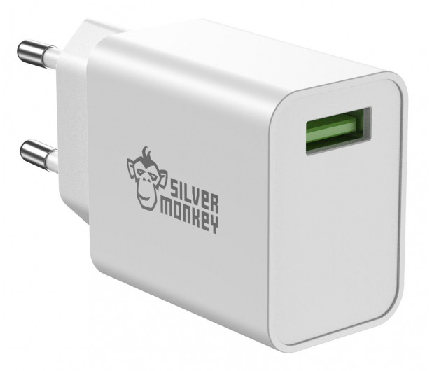 Зарядное устройство Silver Monkey 18W 3A. 3,6 В - 12 В Quick Charge 3.0 (QC-USB18W-SM) - фото 1 - id-p1597475625