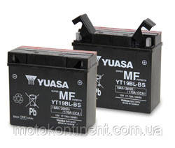 Акумулятор для мотоцикла YUASA YT19BL-BS сухозаряженный AGM 19Ah 170A 186x82x171, фото 1