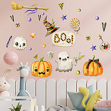 Готові інтер'єрні наклейки хеллоуїн Halloween декор на стіну Набір Boo ХЛ 1100x1500 мм Хіт!