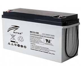 Акумуляторна батарея AGM RITAR DC12-150, Gray Case, 12 V 150 Ah (495*185*280) Q1/24 глибокого розрядження