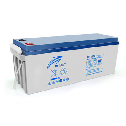 Акумуляторна батарея AGM RITAR DC12-200, Gray Case, 12 V 200 Ah ( 522 х 240 х 219 (224) Q1 глибокого розрядження, фото 1