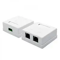 Розетка Atcom 15254 White зовнішня UTP 5e 2-порти RJ45