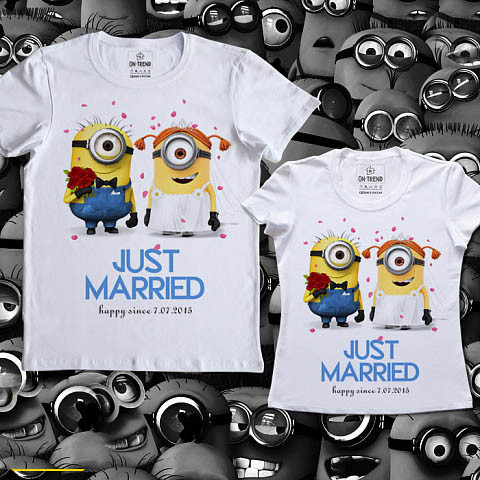 Парні футболки Push IT з принтом "Minions. Just married"