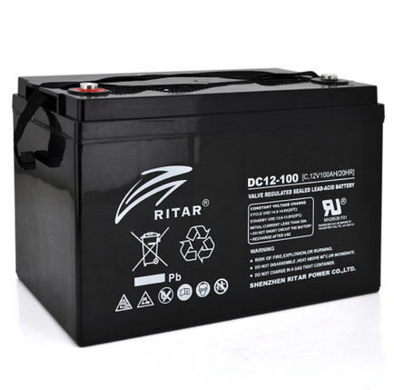 Акумуляторна батарея CARBON RITAR DC12-100C Black Case 12 V 100 Ah 2000 циклів (355х250х260), фото 1