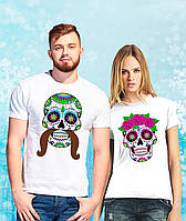 Парні футболки з принтом "Черепа: цукрові голови" Push IT