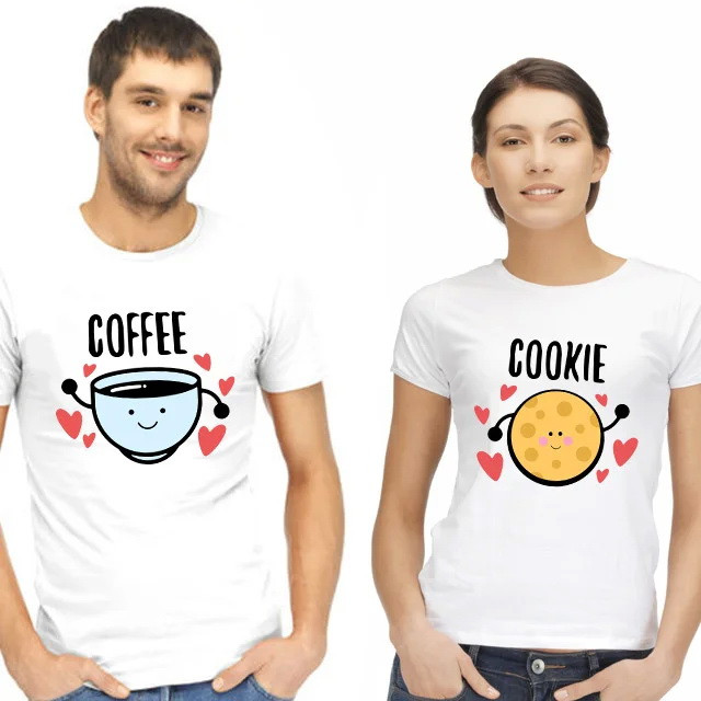 Парні футболки з принтом "Coffe. Cookie" Push IT