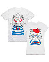 Парні футболки з принтом "Marine Cats" Push IT