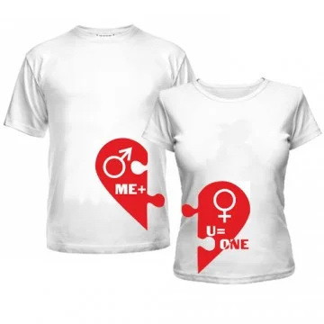 Парні футболки з принтом "Me+u=one" Push IT