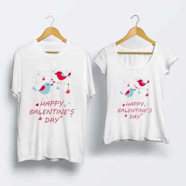 Парні футболки з принтом "Happy Ballentines's day" Push IT