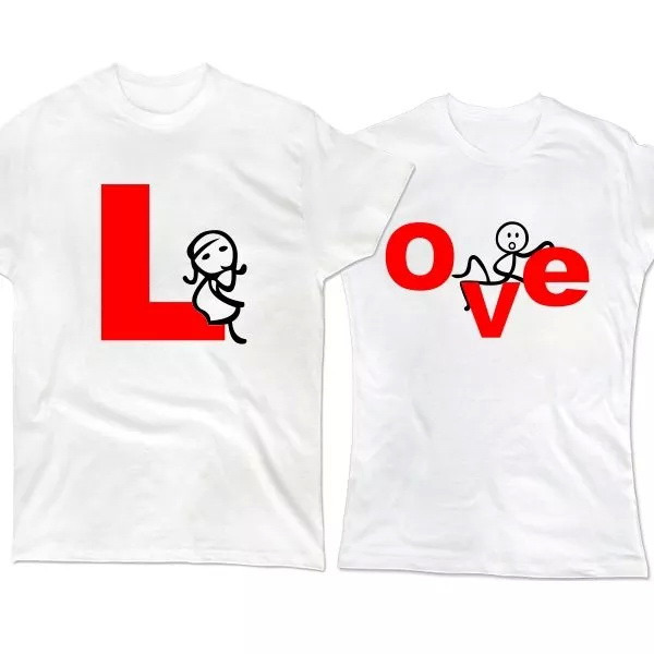 Парні футболки з принтом "Love" Push IT