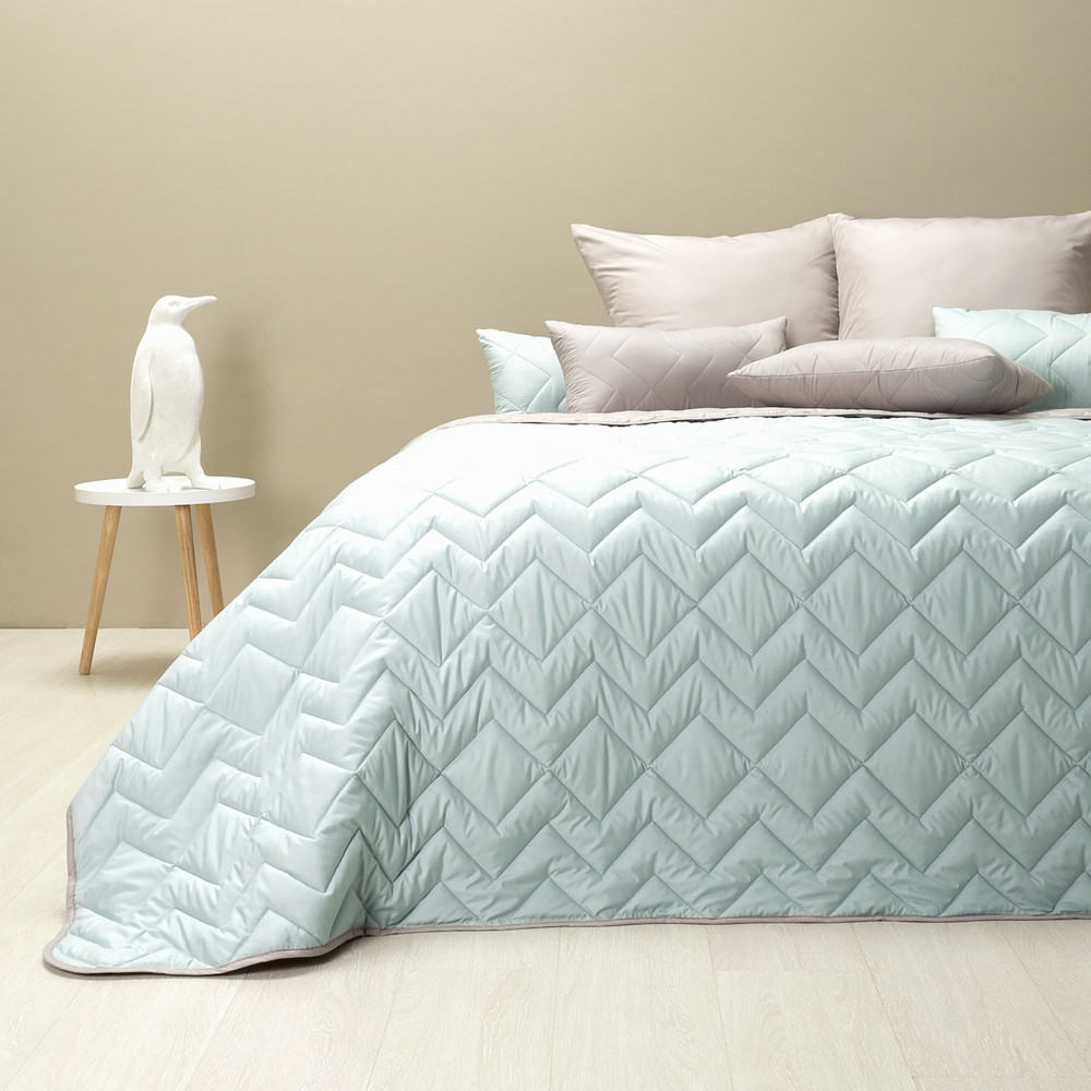 Покривало IDEIA - Стиль Izzi двостороннє м'ята/св. сірий 220*240, фото 1