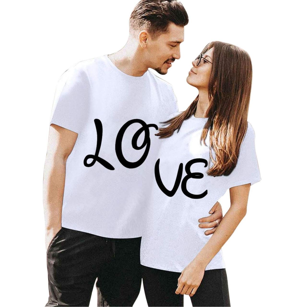 Парні футболки з принтом "Lo Ve" Push IT