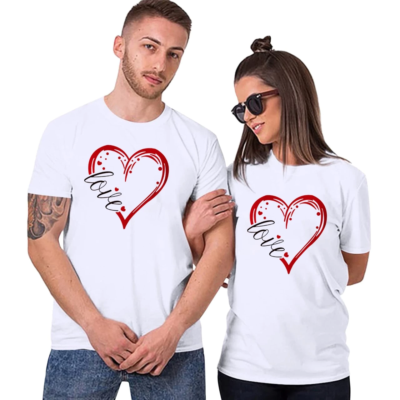 Парні футболки з принтом "Love в лінії серця" Push IT