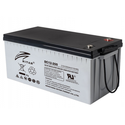 Акумуляторна батарея CARBON RITAR DC12-200C Black Case 12 V 200 Ah 2000 циклів (522х219х224), фото 1