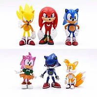 Игровой набор Super Sonic Супер Соник и его друзья (Ежик Super Sonic) 6 шт 6-7см