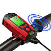 Вело ліхтар + дзвінок + велокомп'ютер AS0808 XPG+2LED(yellow)+COB(red) micro USB, фото 3