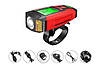 Вело ліхтар + дзвінок + велокомп'ютер AS0808 XPG+2LED(yellow)+COB(red) micro USB, фото 4