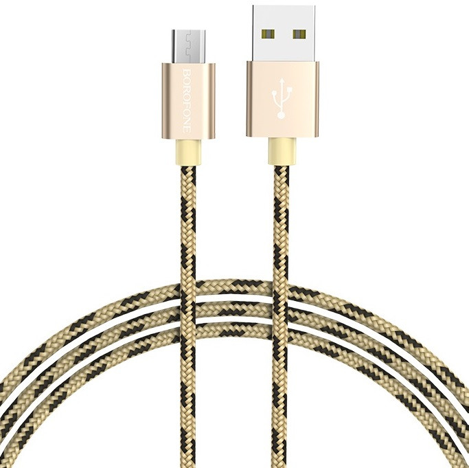 Кабель для зарядки телефону Android microUSB BOROFONE BX24 |1m / 2.4A| Золотий