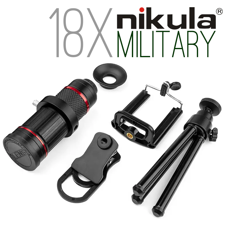 Монокуляр військовий в алюмінієвому корпусі Nikula Premium 18x з FMS оптикою + адаптер для телефона