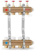 Коллектор ONNLINE для теплого пола вентилями под приводы с резьбой М30 и расходомерами - 4 контура