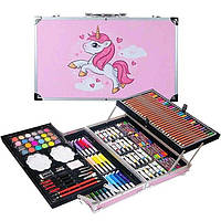 Художественный набор для творчества 145 предметов / Набор для рисования в чемодане Розовый, фото 1
