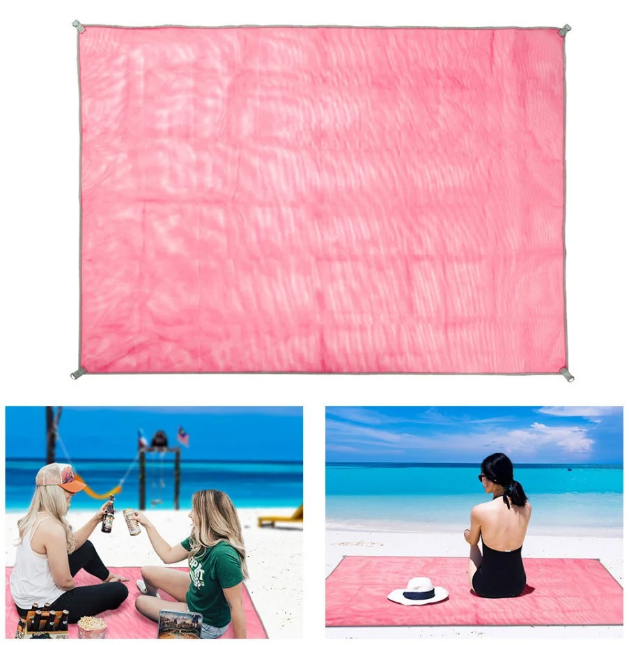 Пляжна підстилка Анти-пісок 200*150 см / Пляжне покривало / Пляжний килимок Рожевий