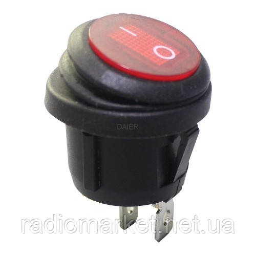 Перемикач клавішний Daier KCD1-5-101W RD, ON-OFF, 2pin