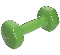Гантель цельная с виниловым покрытием 3кг 1шт Zelart зеленый / Гантели для фитнеса 3 кг / Виниловые гантели