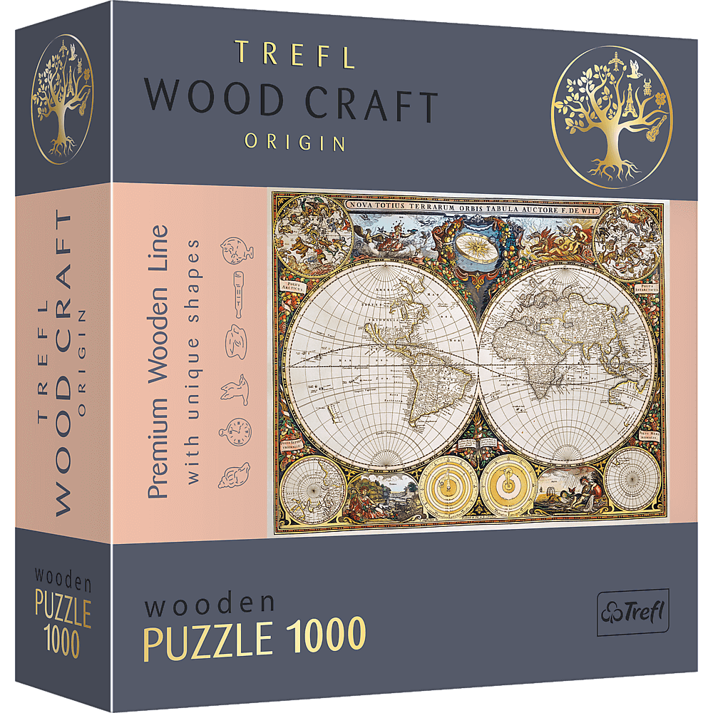 Пазл Wood Craft 1000 - Ancient World Map / Антическая Карта Мира