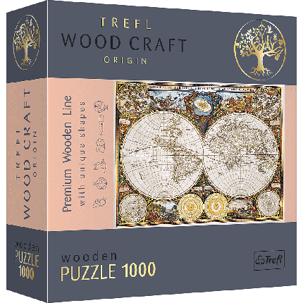 Пазл Wood Craft 1000 - Ancient World Map / Антическая Карта Мира, фото 2