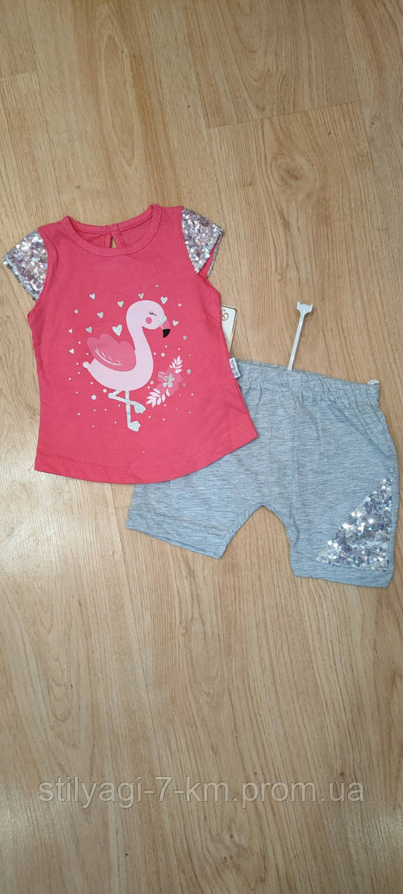 Купить Костюм для девочки на 06-18 месяцев розового цвета фламинго ...