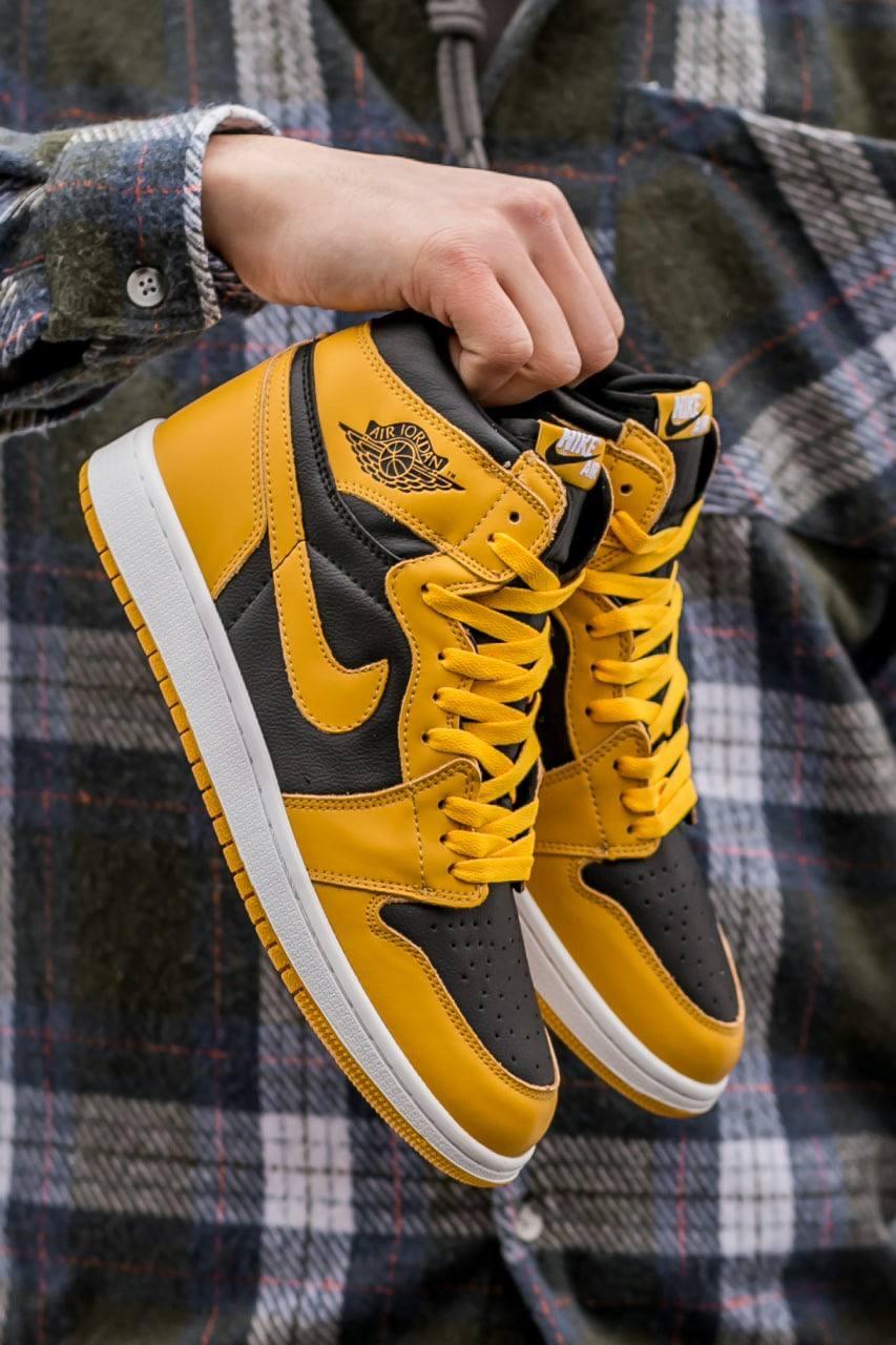 Кросівки чоловічі жовті Nike Air Jordan 1 High (07024)