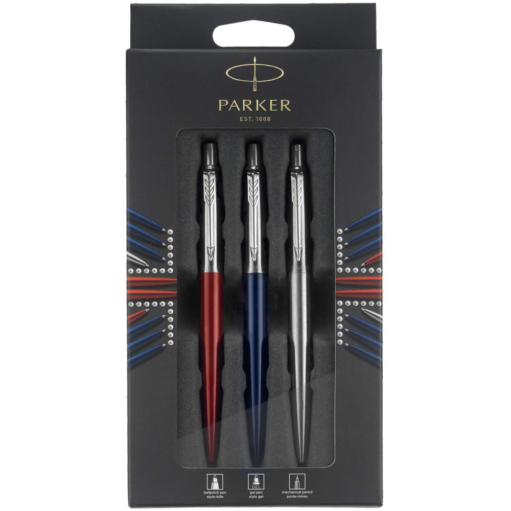 Набір ручок Parker JOTTER 17 Kensington Red CT BP + Royal Blue CT GEL + SS CT PCL в упаковці LONDON (16992bL), фото 1