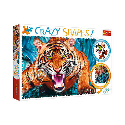 Пазл 600 Crazy Shapes - Facing a Tiger / Обличчя Тигра, фото 2