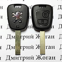 Автоключ для PEUGEOT 307 (Пежо), 2 кнопки, с чипом ID46, PCF 7961, 433 Mhz, лезвие HU83T