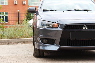 Накладка на бампер ікла Mitsubishi Lancer X 2007+ р. в.