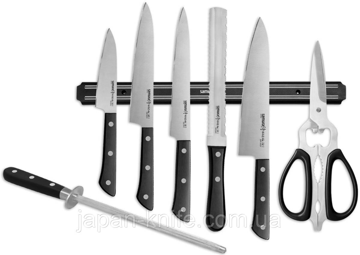 Набір 8 в 1 Samura Harakiri SHR-0280B (5ножів,ножиці,мусат,тримач), фото 1