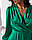 Вечернее женское шелковое платье-миди с разрезом  зеленое 42, 44, 46, 48, фото 4